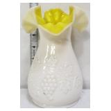 Kanawha milk glass yellow case 7in vase