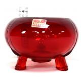 Vntg red Viking flowerlite 3 toed rose bowl