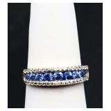 Sterling tanzanite wedding band, lab created