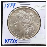 1879 Morgan silver dollar