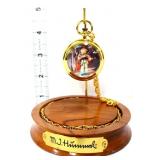 Hummel Little Fiddler pocket watch in glass dome
