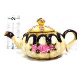 Painted enamel miniature teapot ring box