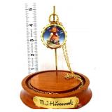 Hummel In The Meadow pocket watch in glass dome