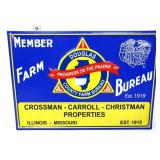 Vtg metal 13.5x9.5 Farm Bureau Douglas Co IL sign
