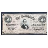 1864 CSA $50 paper note