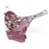 Fenton pink iridescent songbird w/ flowers figure