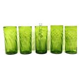 Lot of 5 vntg green glass tumblers