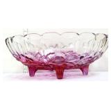 Vntg pink iridescent oval footed fruit bowl
