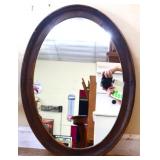 Oval 22.5x16 wood frame mirror