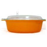 Vntg Pyrex orange #045 dish w/ lid