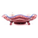 Fenton wisteria opalescent 3 toed ribbed bowl