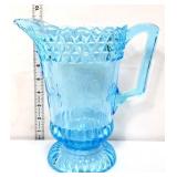 Vntg blue 9in wildflowers pitcher