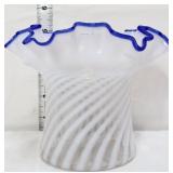 Fenton cobalt crest opalescent spiral optic vase