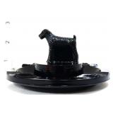 Vntg Greensburg black glass terrier ashtray