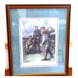 Framed 17x20.5 men golfing art NO SHIP