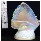 Fenton white iridescent butterfly figure