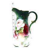 Vintage 9in pitcher with roses