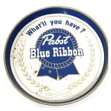 Vintage round metal Pabst Blue Ribbon beer tray