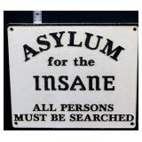 Cast iron Insane Asylum plaque