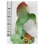 Fenton green hummingbird with fall pumpkins