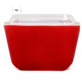 Vntg Pyrex red #501 fridge dish with lid