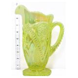 Indiana Glass vaseline flower medallion pitcher
