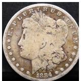 1884 Morgan silver dollar