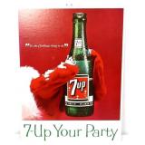 Vntg cardstock easleback 7Up Christmas adv