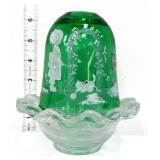 Fenton green Mary Gregory Cat