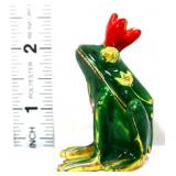 Painted enamel frog prince ring box