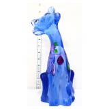 Fenton 12in Worstell cobalt alley cat w/ violets