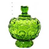 Vntg green moon & stars covered candy dish