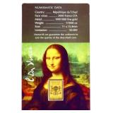 1/1000 gold piece on Mona Lisa card