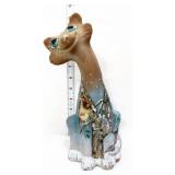 Fenton 12in bird on branch scene happy cat figure