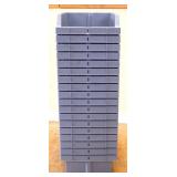 Lot of 18 grey plastic storage bins w/ dividers