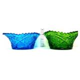 Lot of 2 colorful glass small bowls