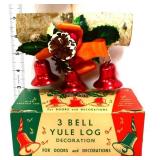 Vntg Yule Log Bells in org box