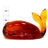 Amber art glass whale figure