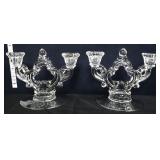 Pair Cambridge keyhole candleholders