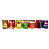 Lot of 7 vntg 1qt oil cans, full NO SHIPPING