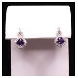 Pair amethyst dinner earrings, lab created