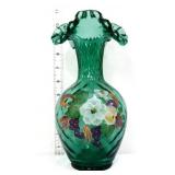 Fenton spruce green magnolia flower vase