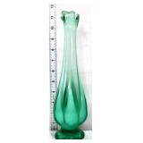 MCM 12in green opalescent swung vase