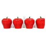 4 vntg Hazel Atlas strawberry jam jars