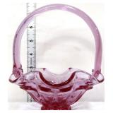 Fenton pink paneled basket