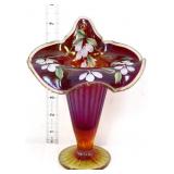 Fenton amberina stretch jack in pulpit vase