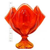 Vntg Viking amberina 6 petal epic 7in compote