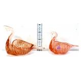 Lot of 2 pink depression figural swans