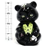 Fenton black teddy bear with flowers