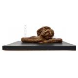 Ladies chalk bust statue on black wood board